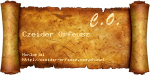 Czeider Orfeusz névjegykártya